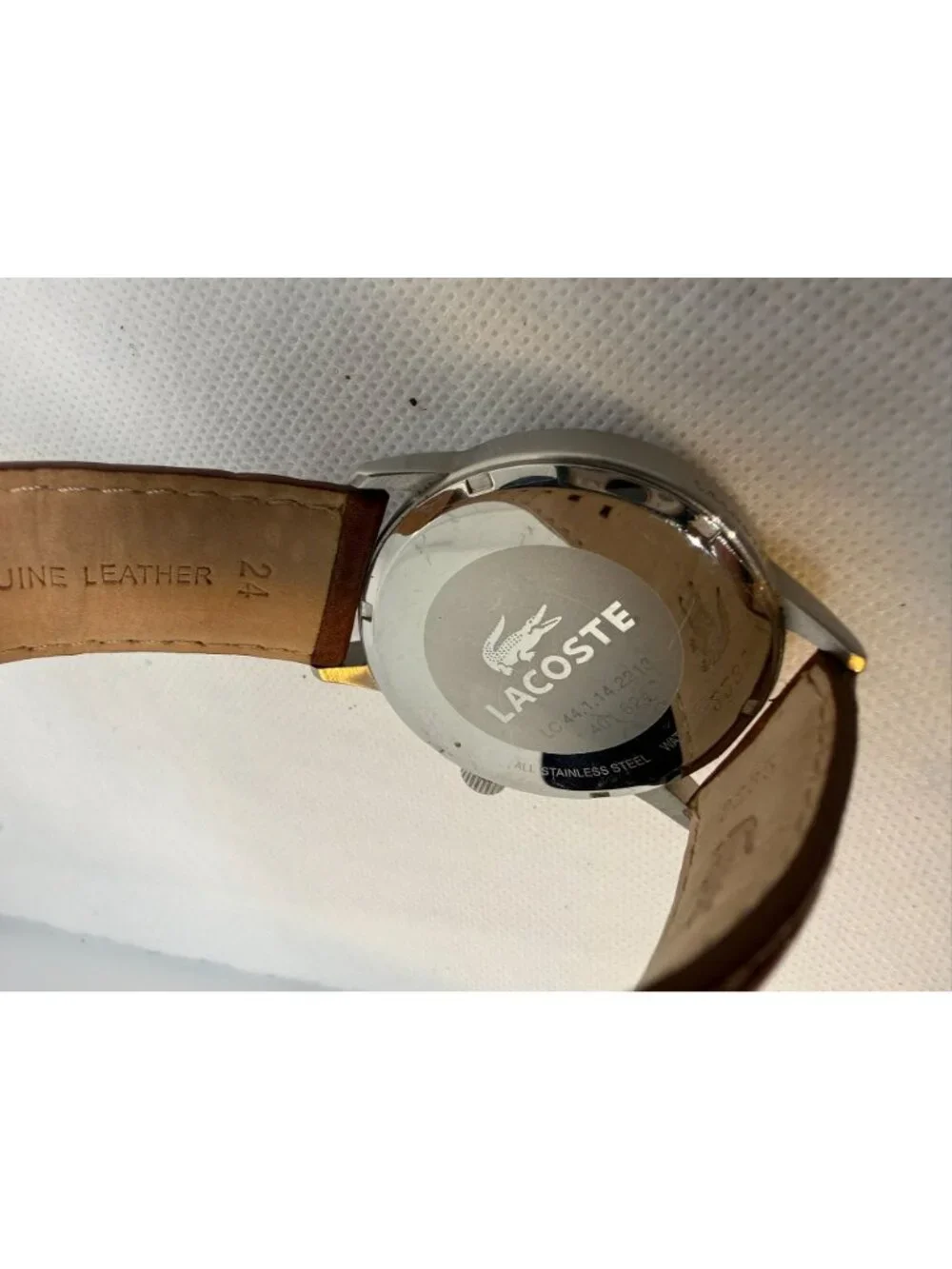 Lacoste Barcelona 2010498 Men's 44mm Cream Dial Brown Leather Quartz Watch - Picture 11 of 13